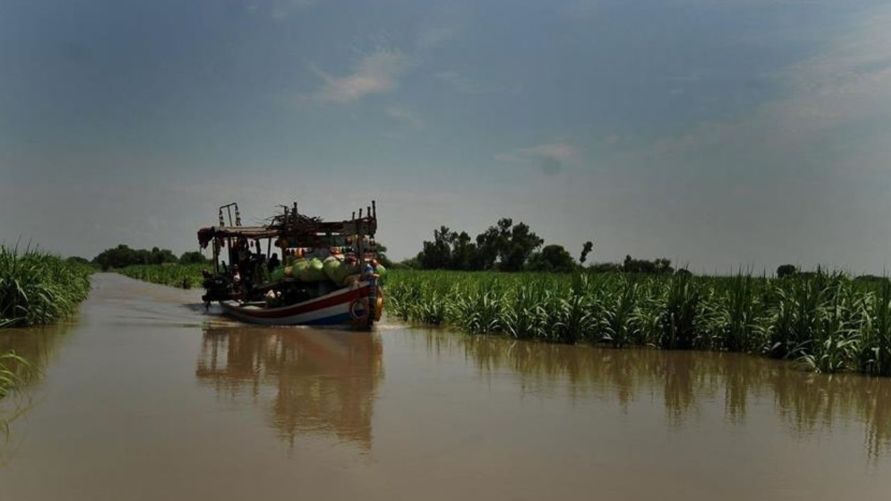 Une barque surchargée chavirée