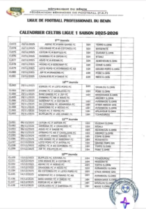 calendrier de la Celtiis Ligue 1