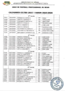 calendrier de la Celtiis Ligue 1