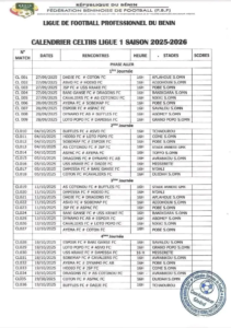 calendrier de la Celtiis Ligue 1