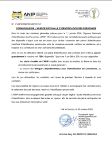 COMMUNIQUE DE L'ANIP