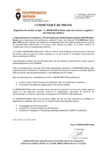 COMMUNIQUÉ DE PRESSE - Régulation des médias en ligne